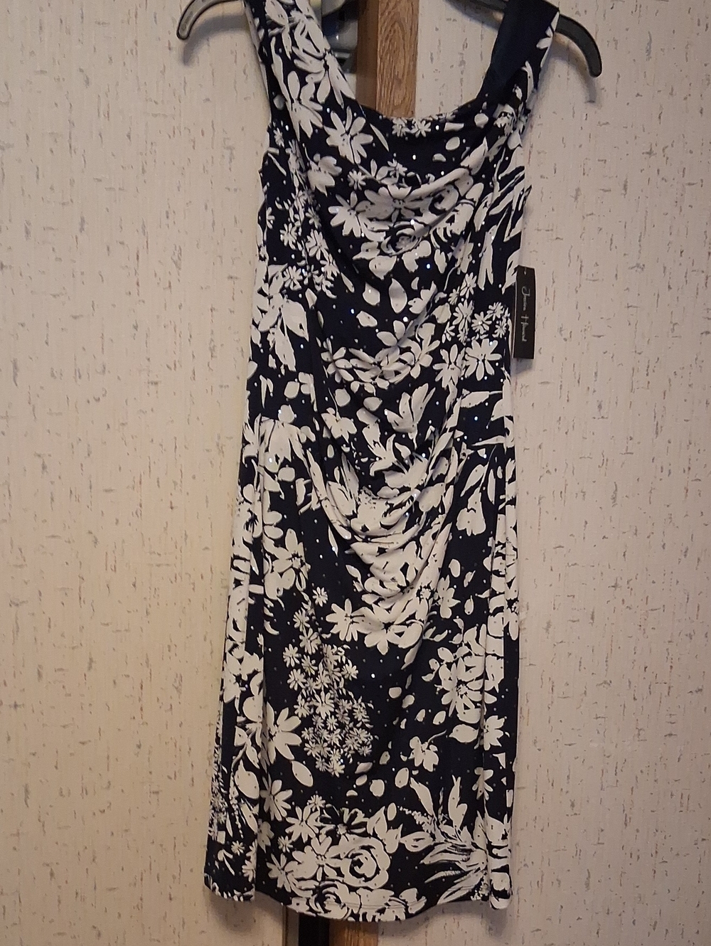 Ross-Simons Navy Floral Dress with Cream and Peach Blooms